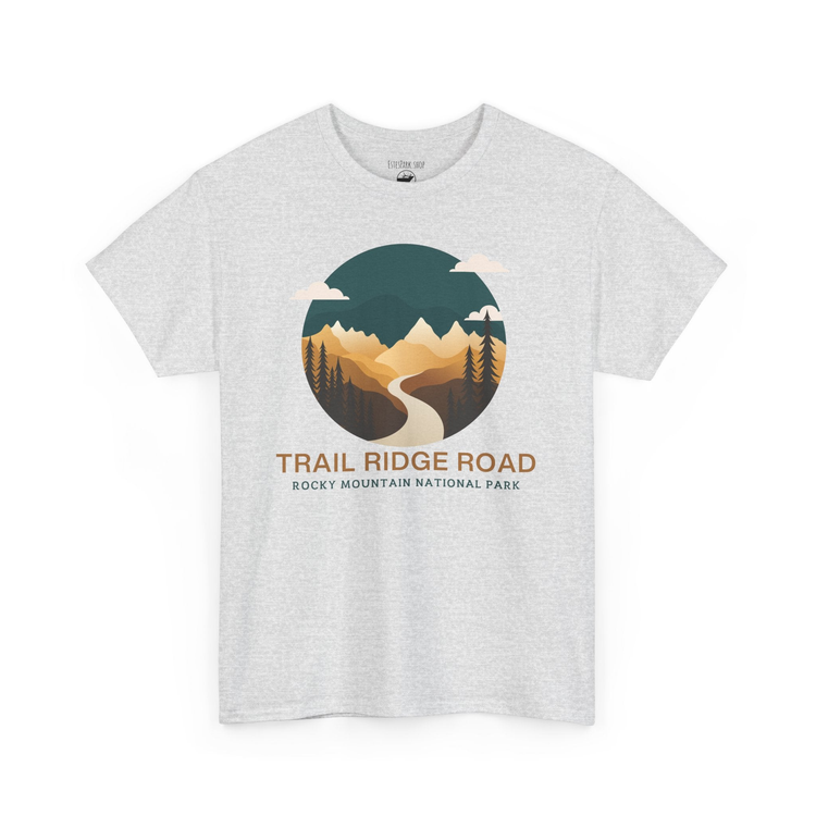 Picture of a Tshirt with "Here Moosey Moosey", "RMNP" and a very cute baby moose.