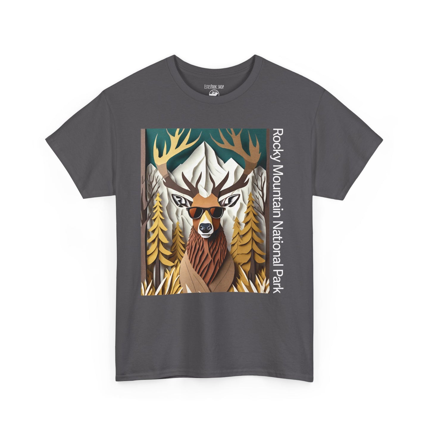 Majestic Elk Ready for Rut | Layered Paper | RMNP | Adult Cotton Tee