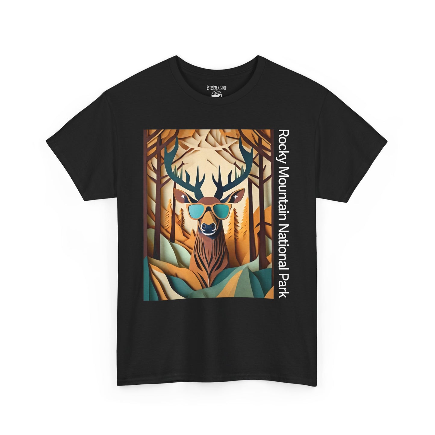 Majestic Elk Stare | Layered Paper | RMNP | Adult Cotton Tee