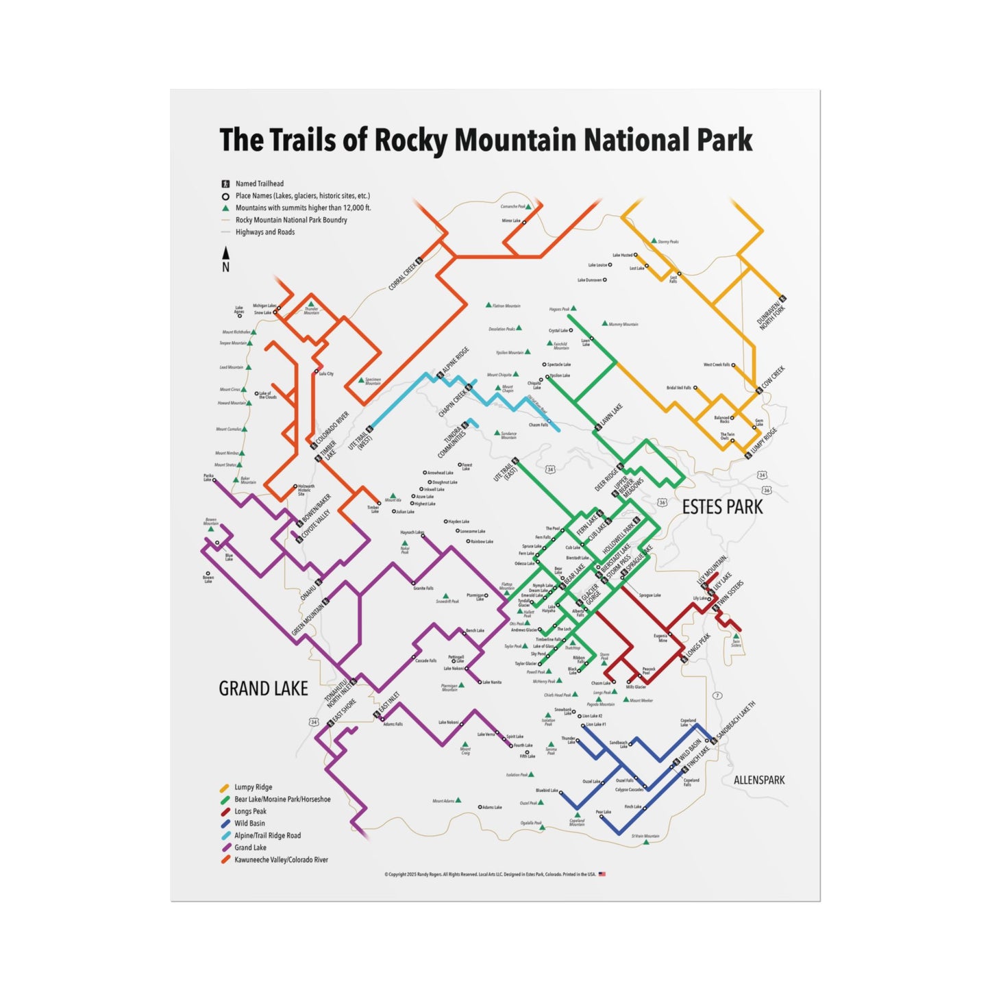 The Trails of Rocky Mountain National Park | RMNP | Rolled Posters