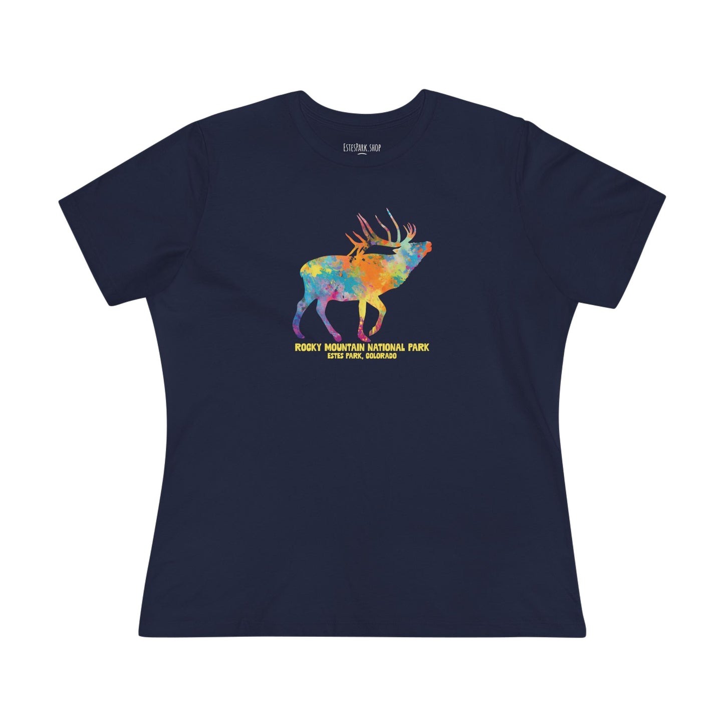 Splatter Art Elk| RMNP | Women's Cotton Tee