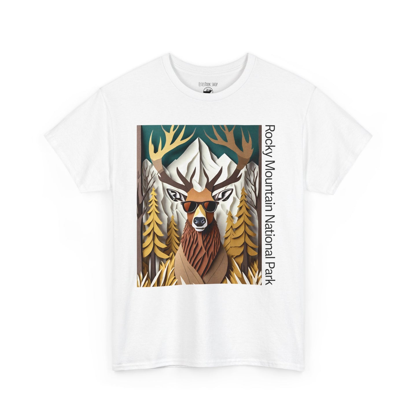 Majestic Elk Ready for Rut | Layered Paper | RMNP | Adult Cotton Tee
