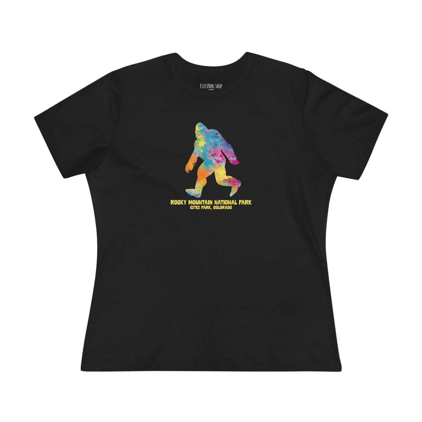 Splatter Art Bigfoot | RMNP | Women's Cotton Tee