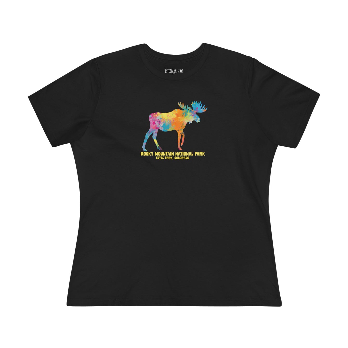 Splatter Art Moose | RMNP | Women's Cotton Tee