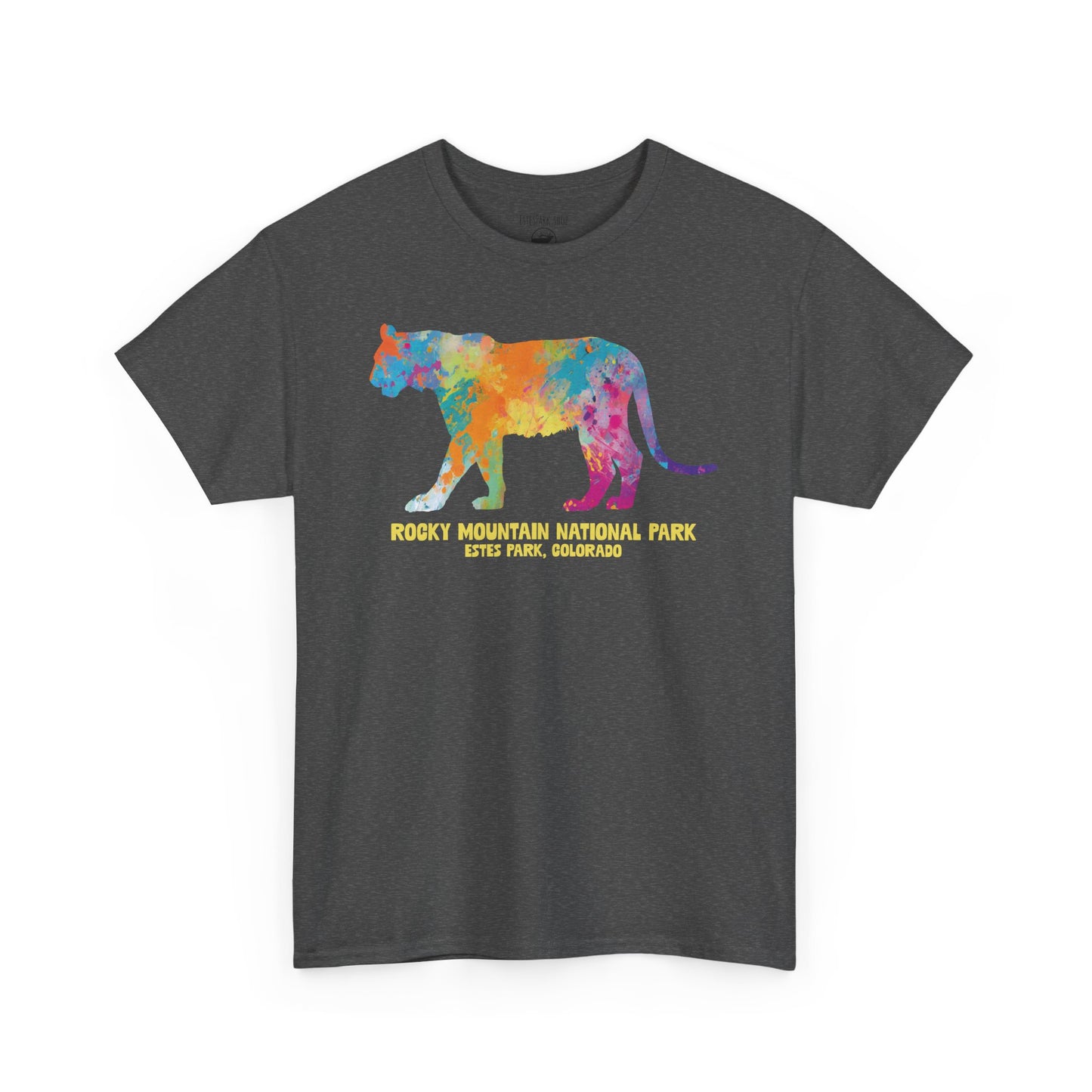 Splatter Art Mountain Lion | RMNP | Adult Cotton Tee