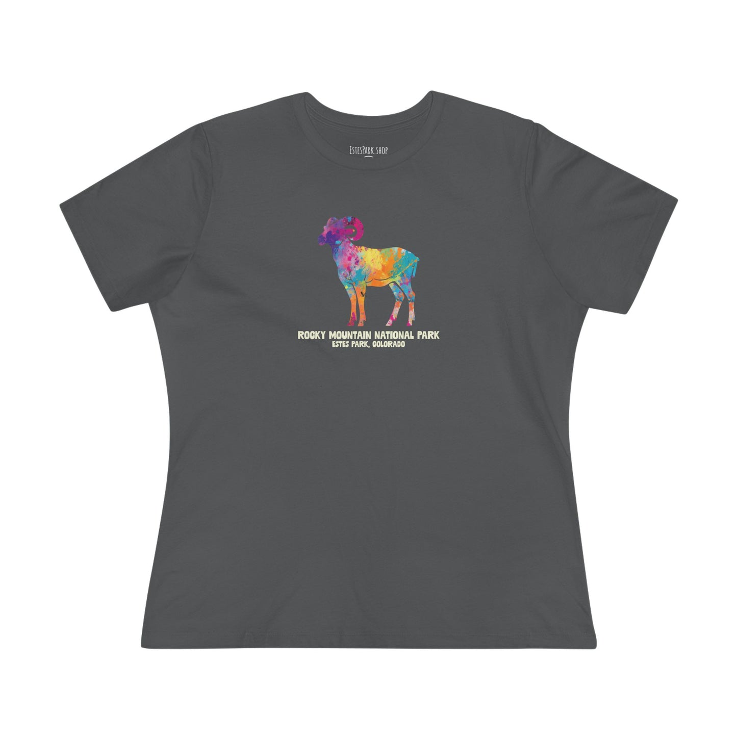 Splatter Art Rocky Mountain Bighorn | RMNP | Women's Cotton Tee