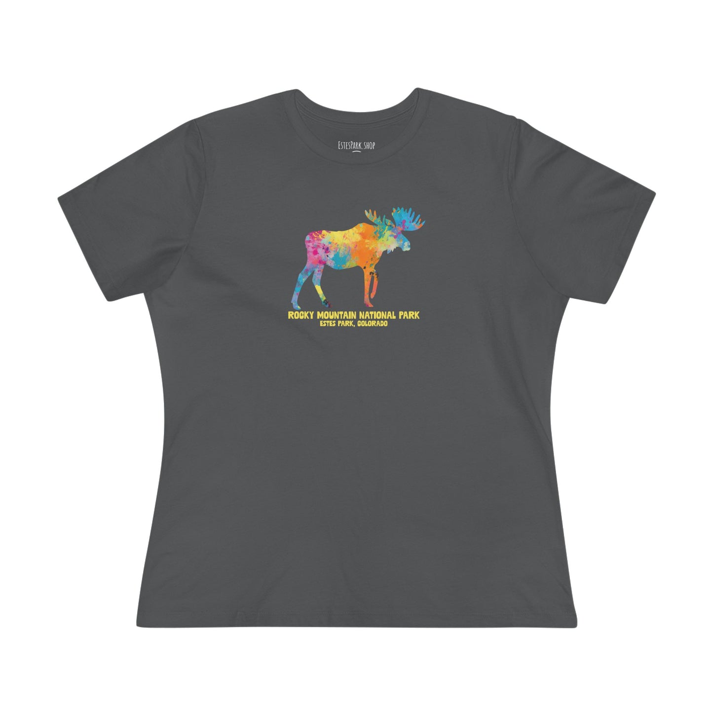 Splatter Art Moose | RMNP | Women's Cotton Tee
