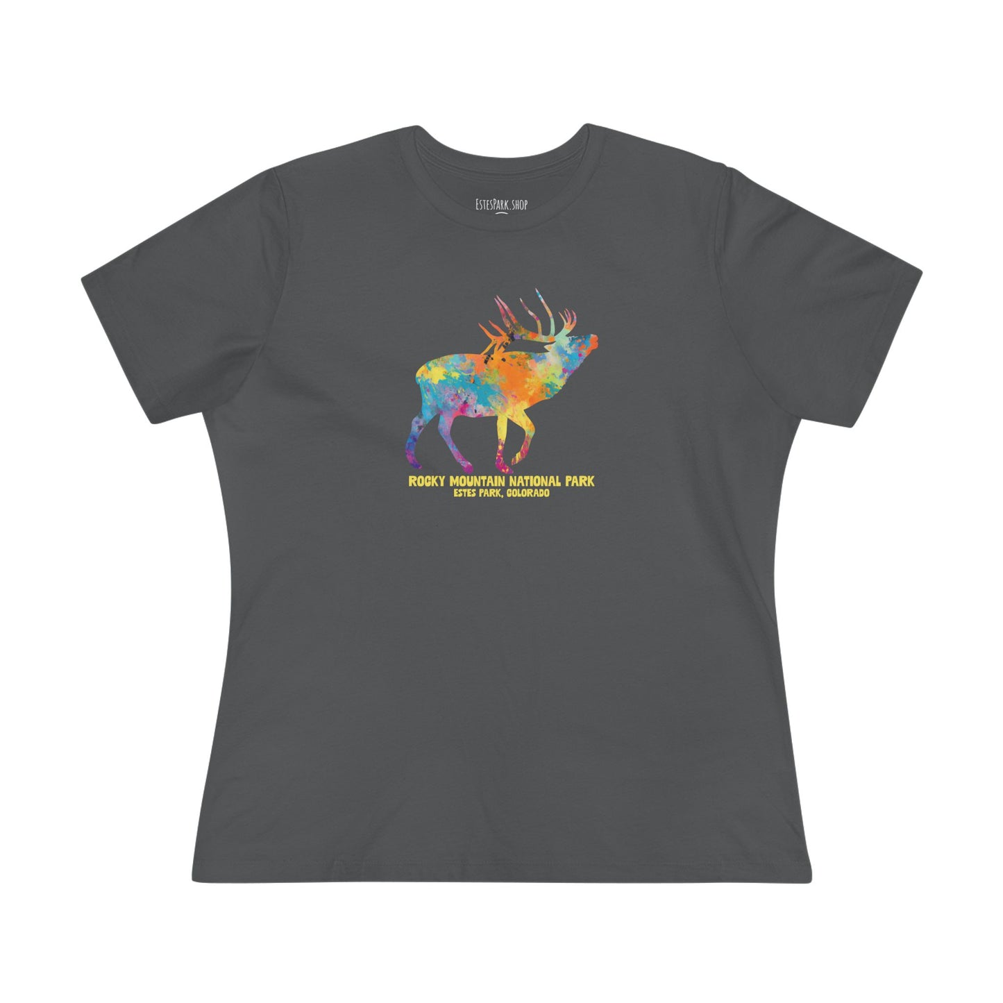 Splatter Art Elk| RMNP | Women's Cotton Tee
