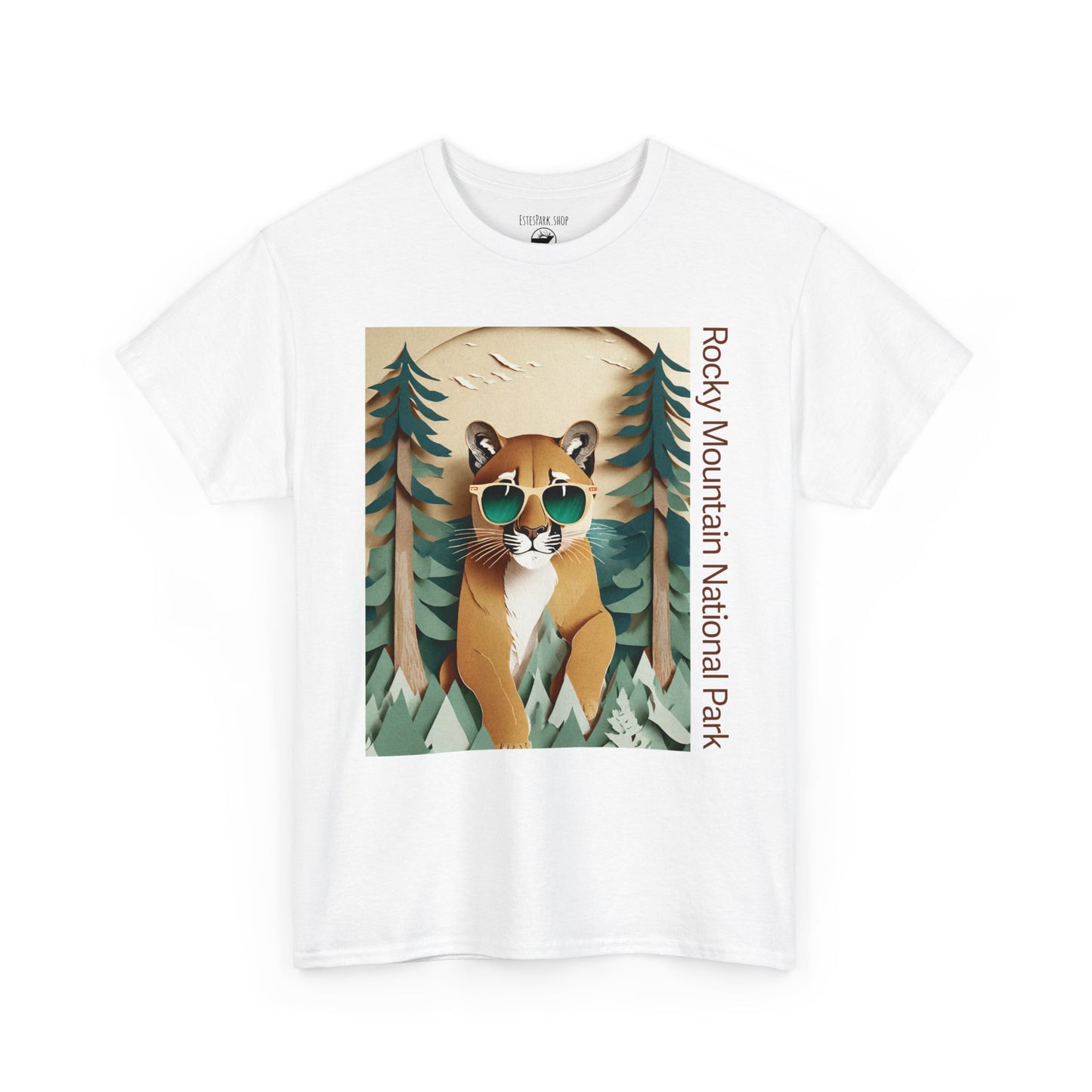 The Mighty Mountain Lion | Layered Paper | RMNP | Adult Cotton Tee