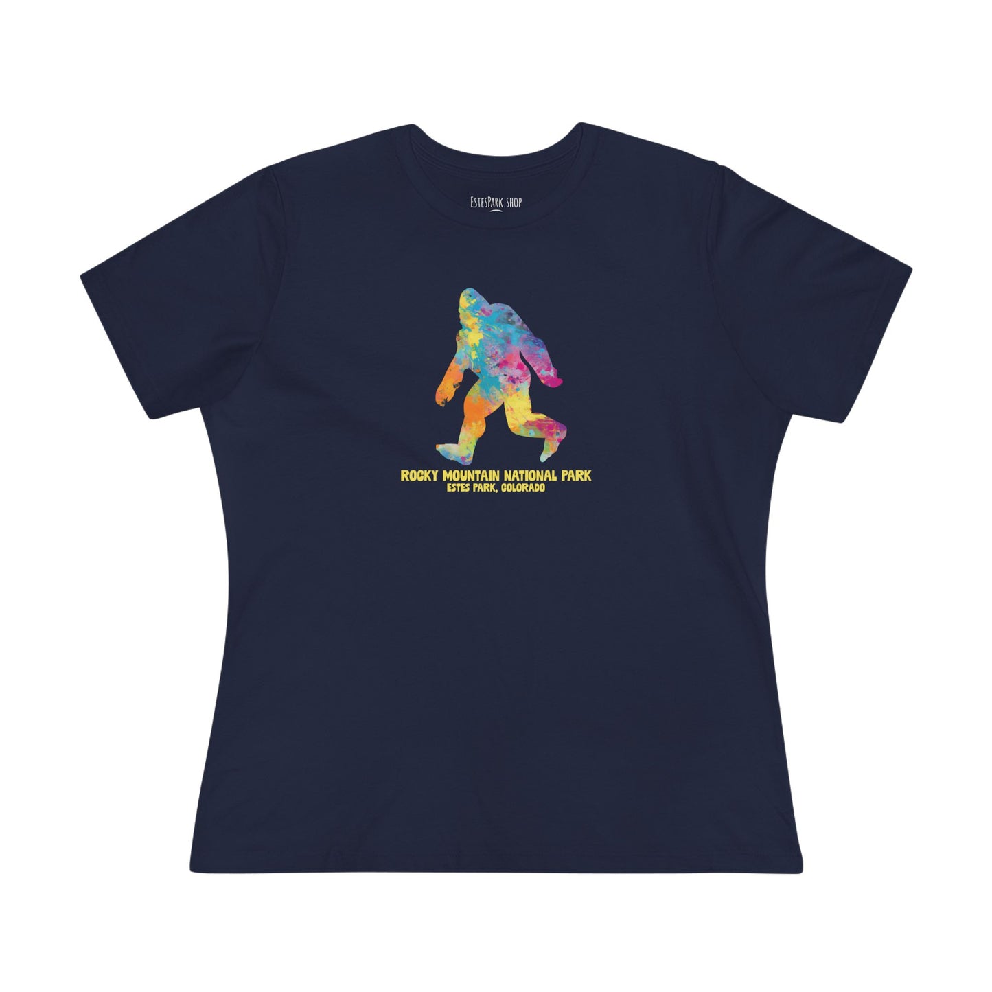 Splatter Art Bigfoot | RMNP | Women's Cotton Tee