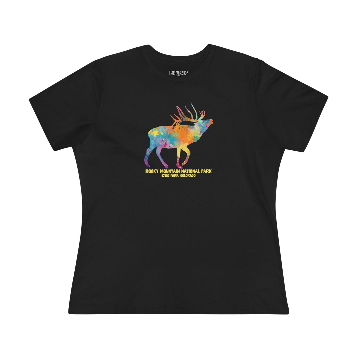 Splatter Art Elk| RMNP | Women's Cotton Tee