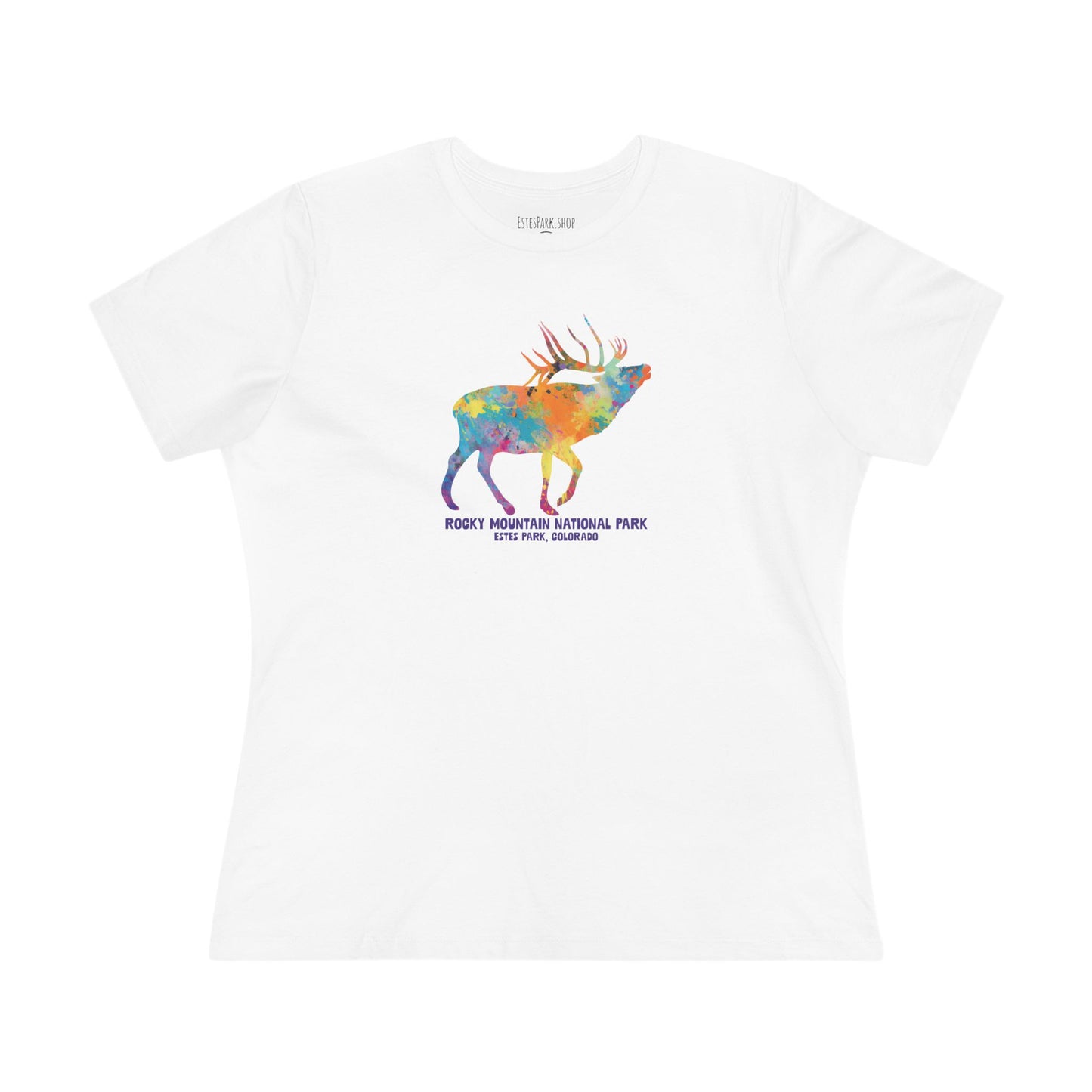 Splatter Art Elk| RMNP | Women's Cotton Tee