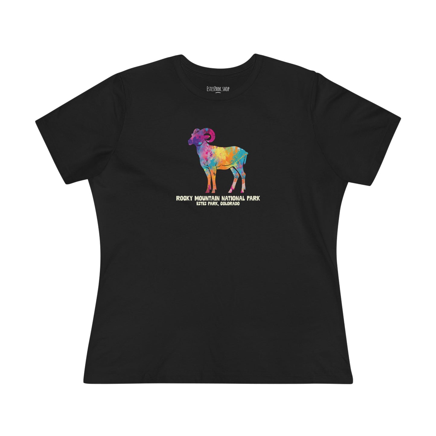 Splatter Art Rocky Mountain Bighorn | RMNP | Women's Cotton Tee