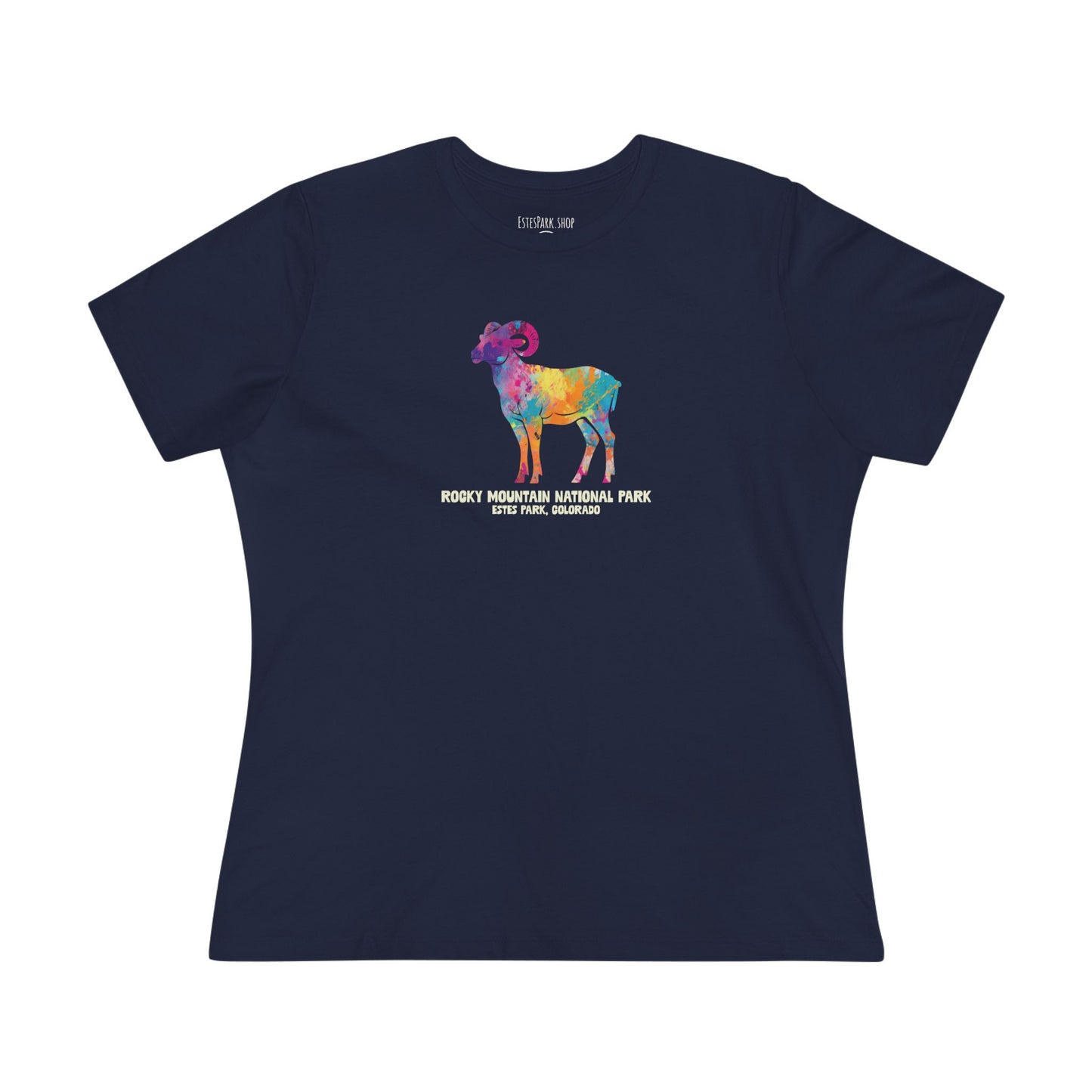 Splatter Art Rocky Mountain Bighorn | RMNP | Women's Cotton Tee