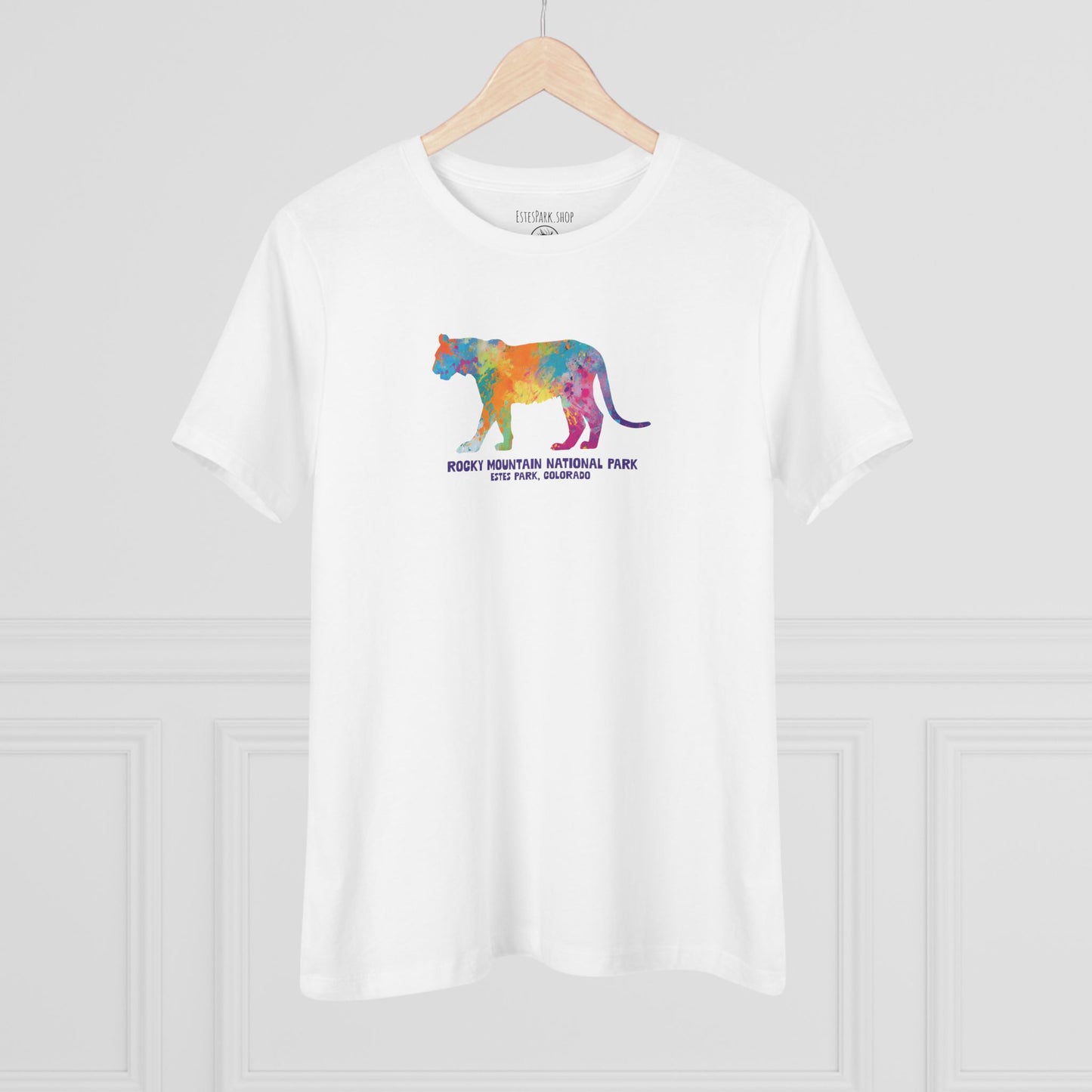 Splatter Art Mountain Lion | RMNP | Women's Cotton Tee