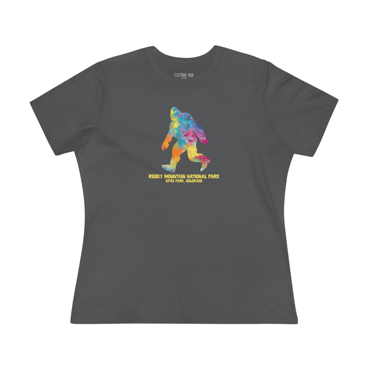 Splatter Art Bigfoot | RMNP | Women's Cotton Tee