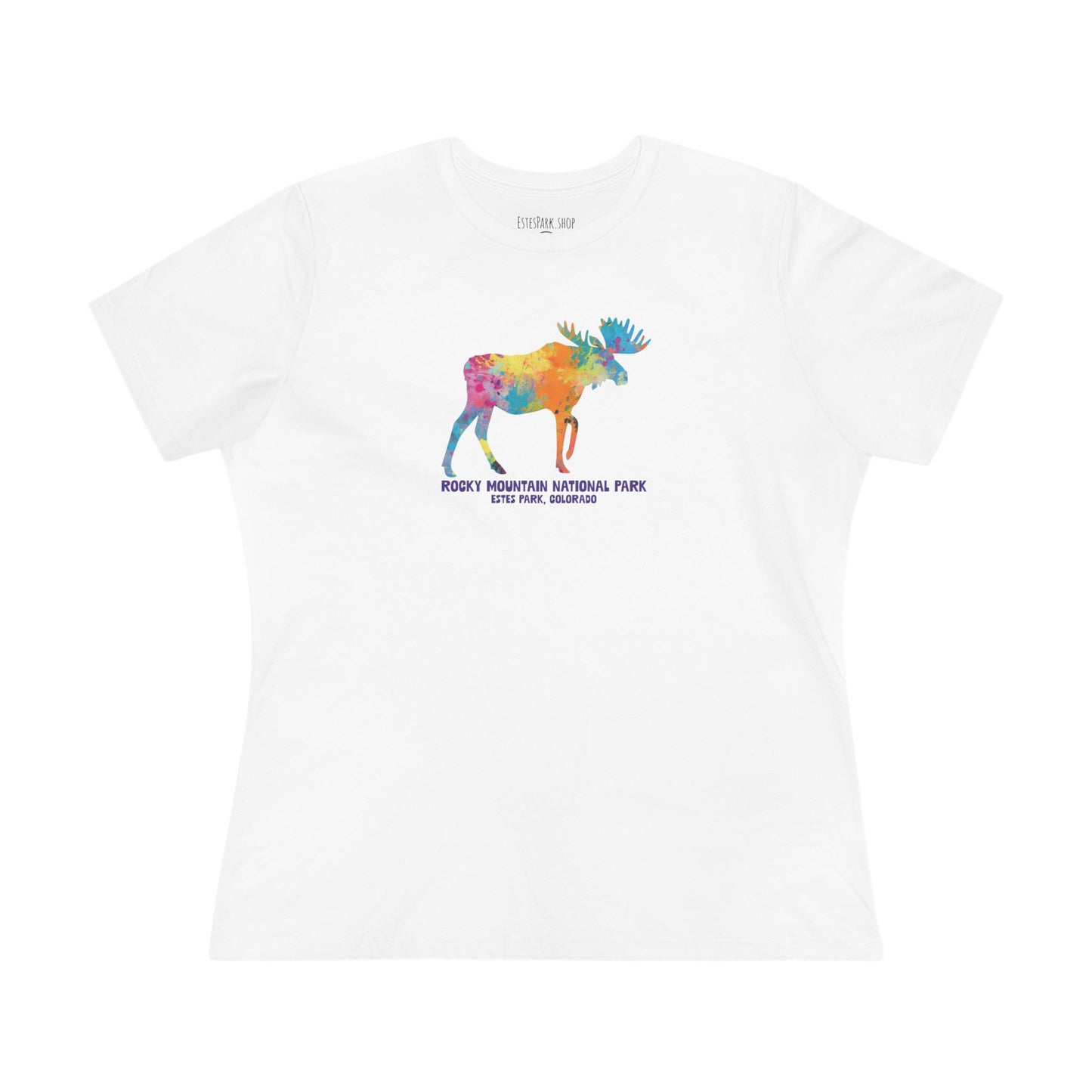 Splatter Art Moose | RMNP | Women's Cotton Tee
