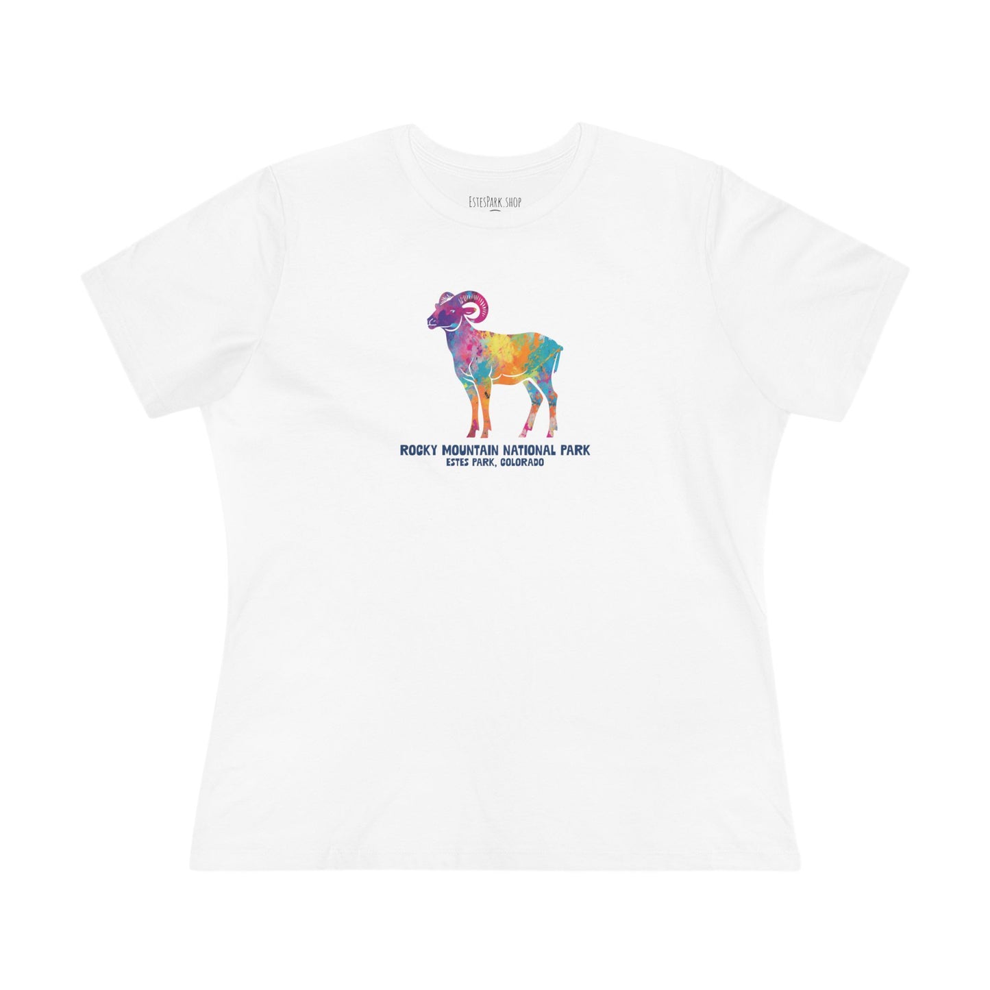 Splatter Art Rocky Mountain Bighorn | RMNP | Women's Cotton Tee