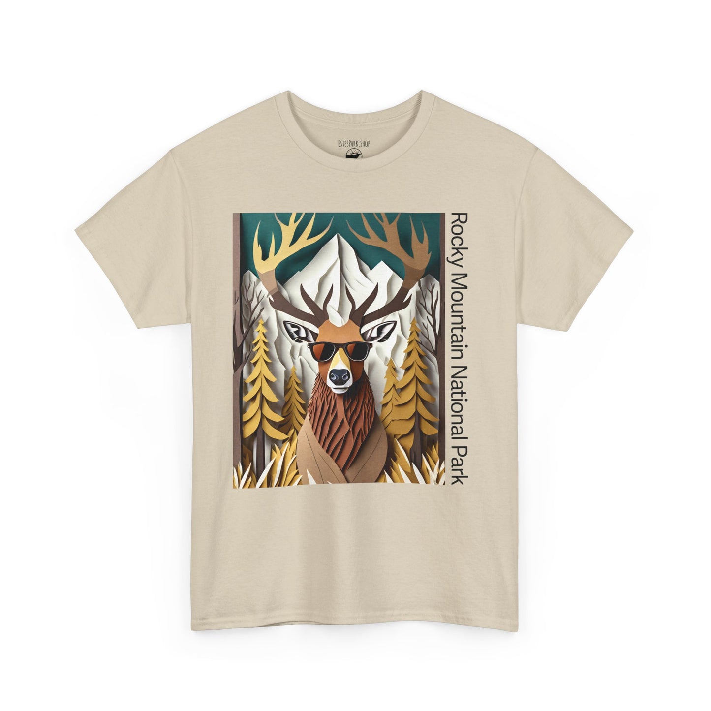 Majestic Elk Ready for Rut | Layered Paper | RMNP | Adult Cotton Tee