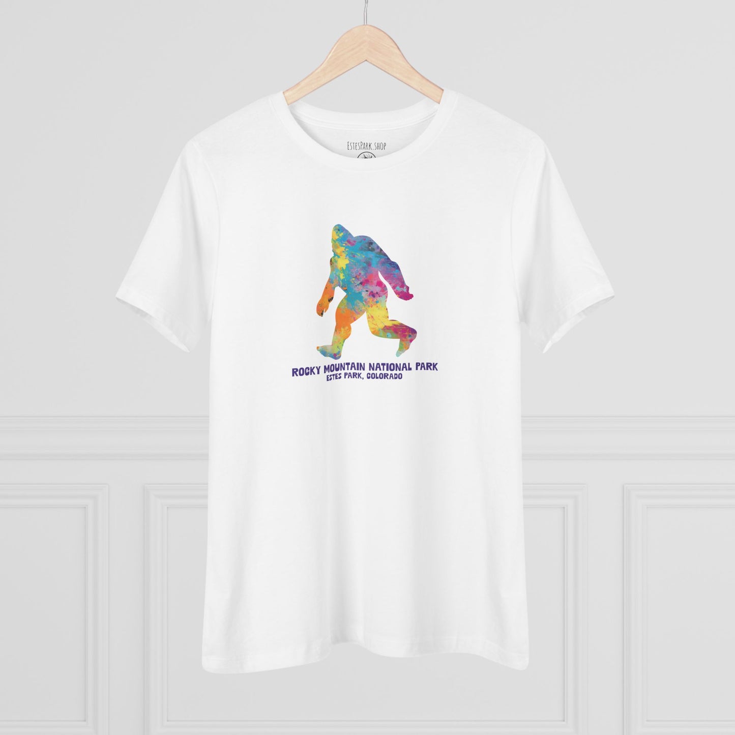 Splatter Art Bigfoot | RMNP | Women's Cotton Tee