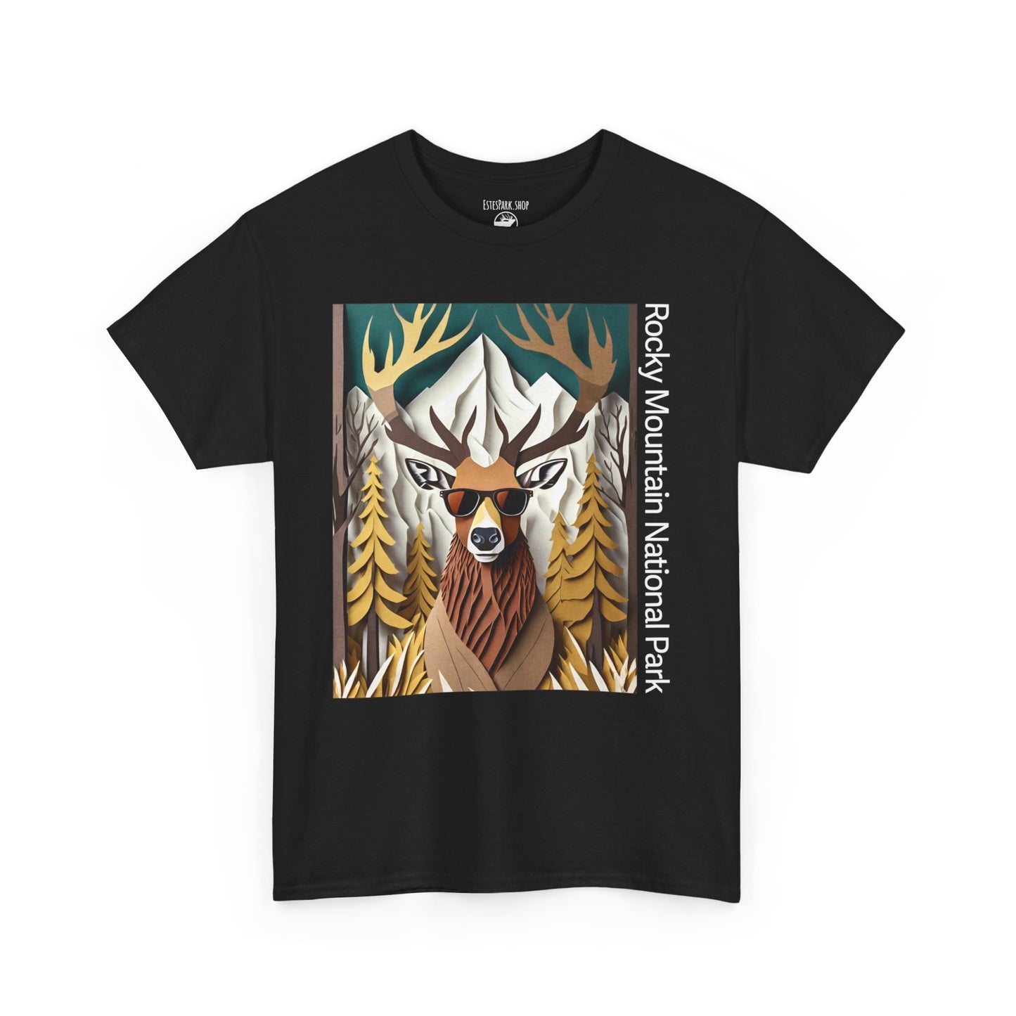 Majestic Elk Ready for Rut | Layered Paper | RMNP | Adult Cotton Tee