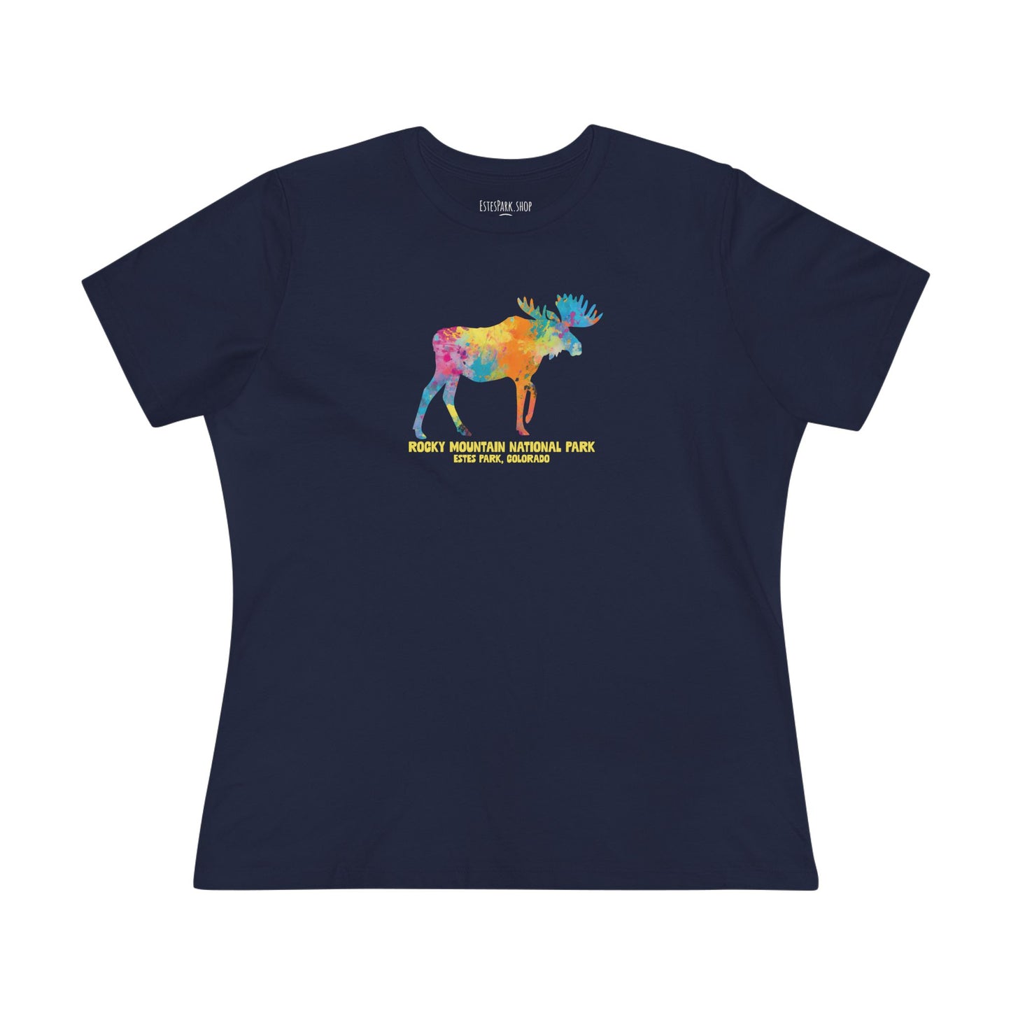 Splatter Art Moose | RMNP | Women's Cotton Tee