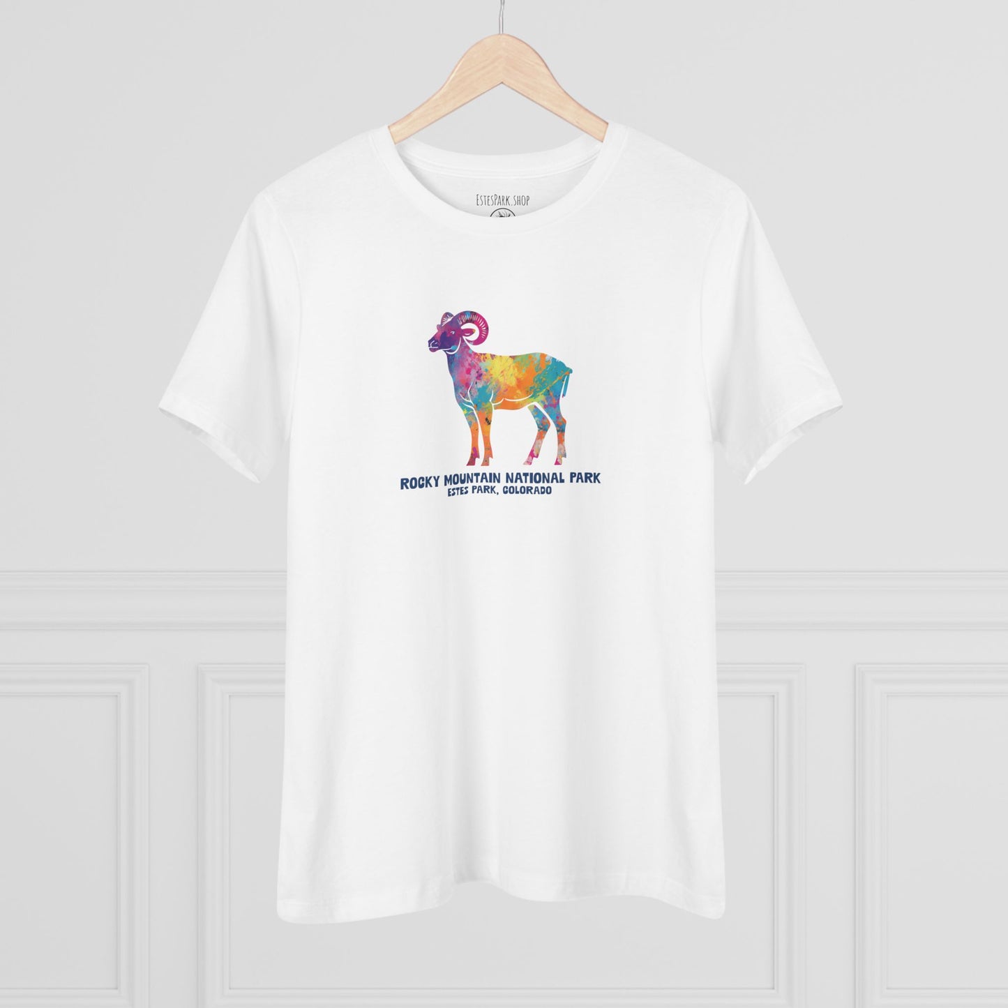 Splatter Art Rocky Mountain Bighorn | RMNP | Women's Cotton Tee