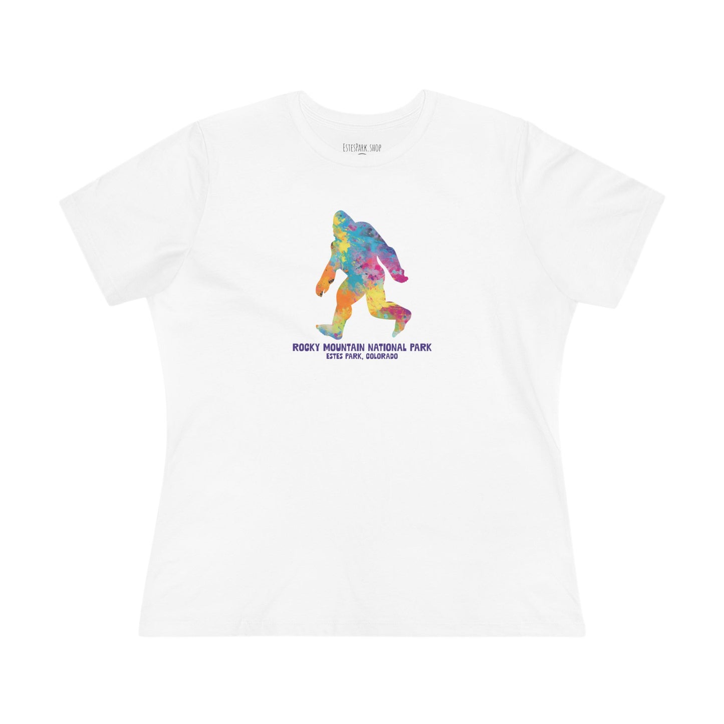 Splatter Art Bigfoot | RMNP | Women's Cotton Tee