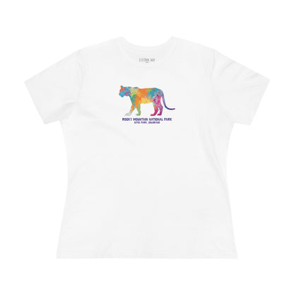 Splatter Art Mountain Lion | RMNP | Women's Cotton Tee