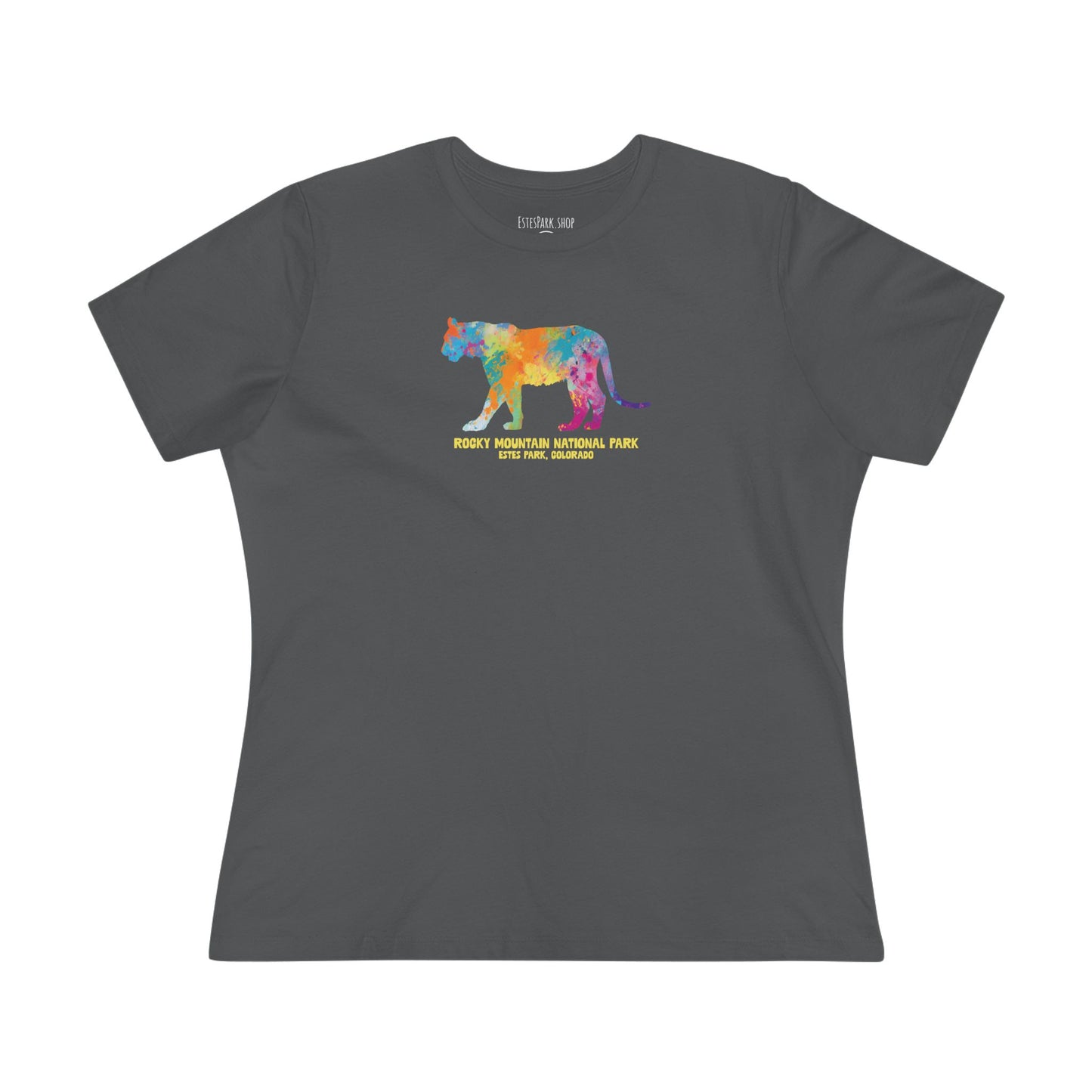 Splatter Art Mountain Lion | RMNP | Women's Cotton Tee
