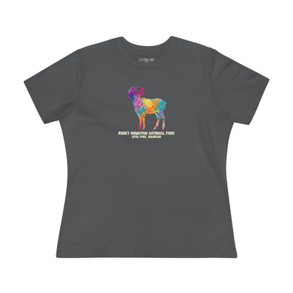 Splatter Art Rocky Mountain Bighorn | RMNP | Women's Cotton Tee