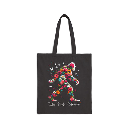 Floral Powered Squatch | RMNP | Cotton Canvas Tote Bag