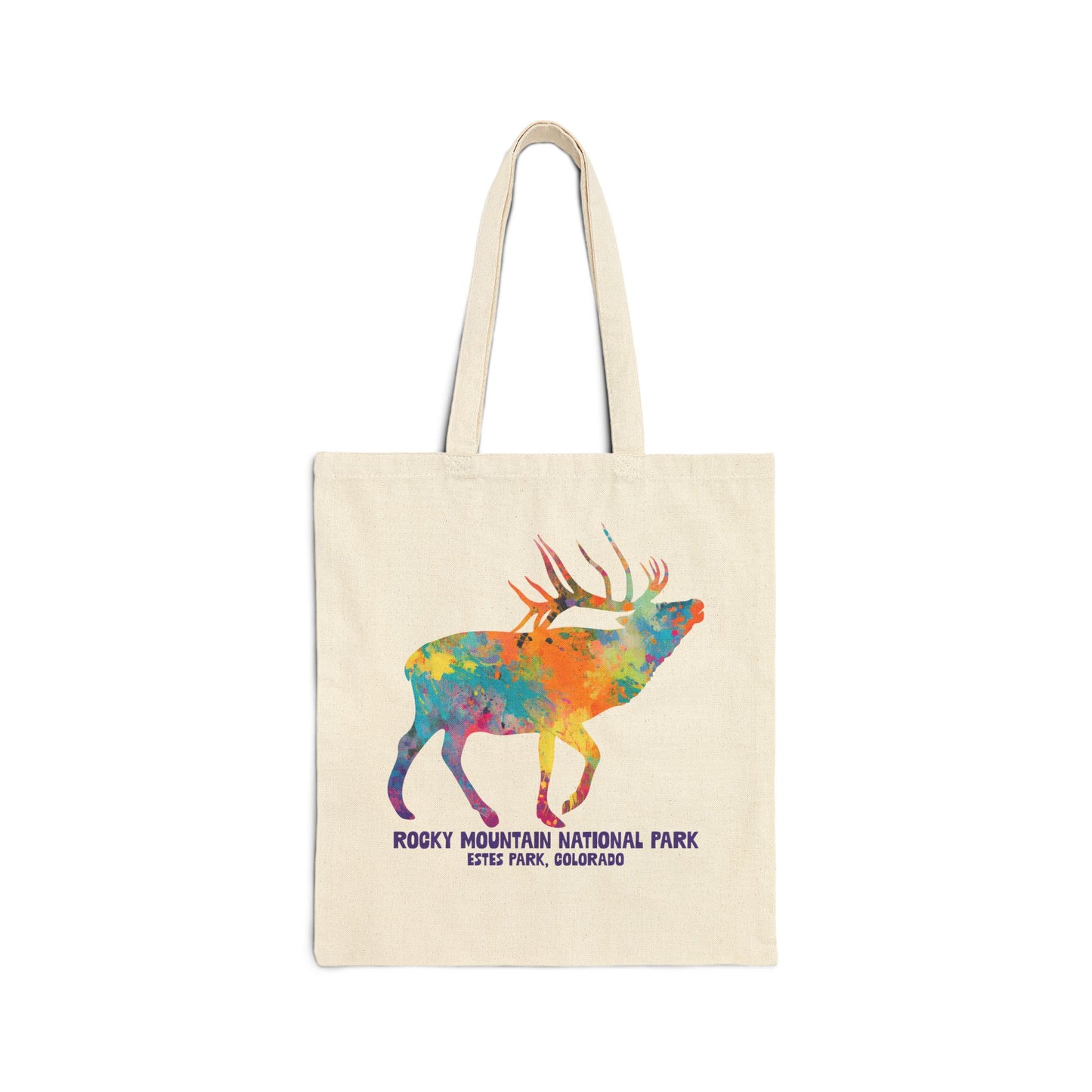 Splatter Art  Elk | RMNP | Cotton Canvas Tote Bag