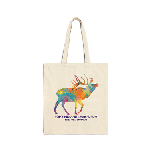 Splatter Art  Elk | RMNP | Cotton Canvas Tote Bag