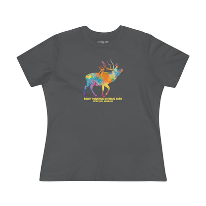 Splatter Art Elk| RMNP | Women's Cotton Tee