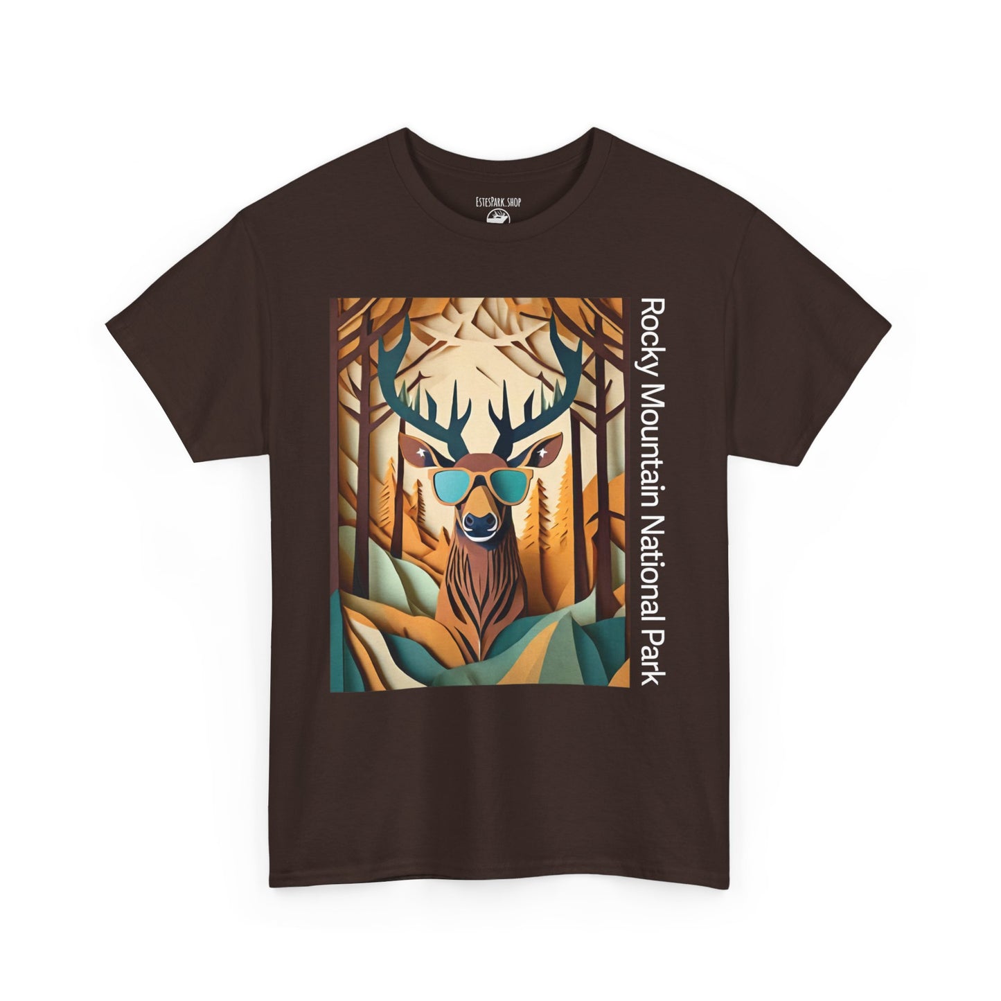 Majestic Elk Stare | Layered Paper | RMNP | Adult Cotton Tee