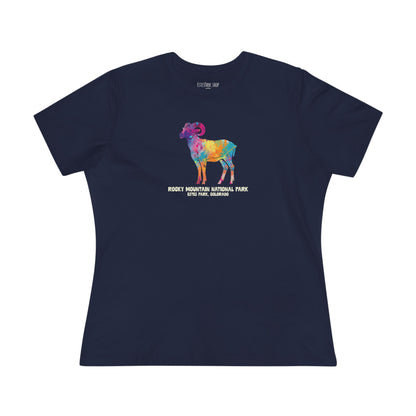 Splatter Art Rocky Mountain Bighorn | RMNP | Women's Cotton Tee