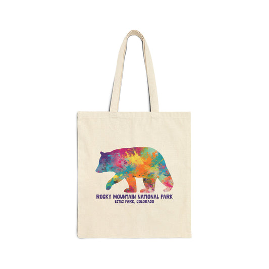 Splatter Art Bear | RMNP | Cotton Canvas Tote Bag