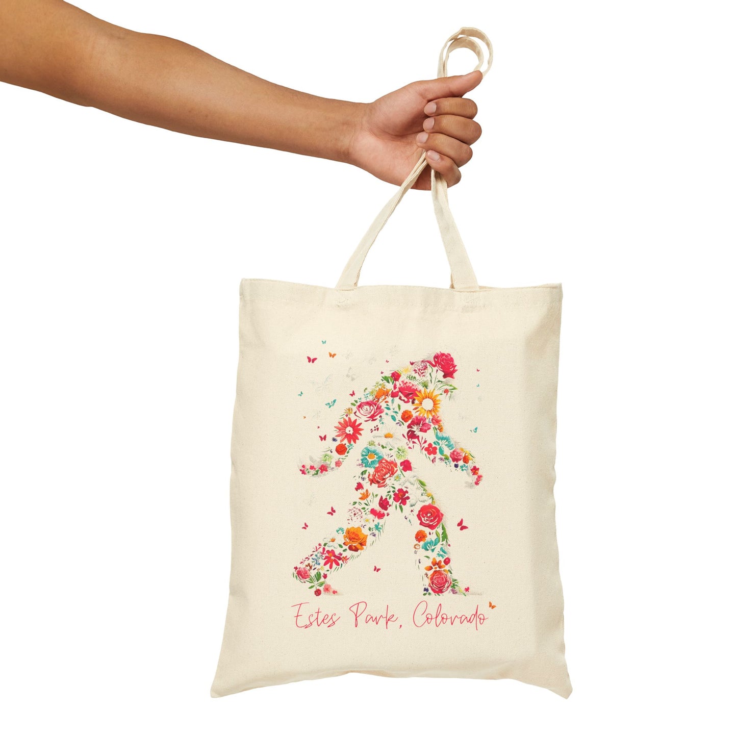 Floral Powered Squatch | RMNP | Cotton Canvas Tote Bag