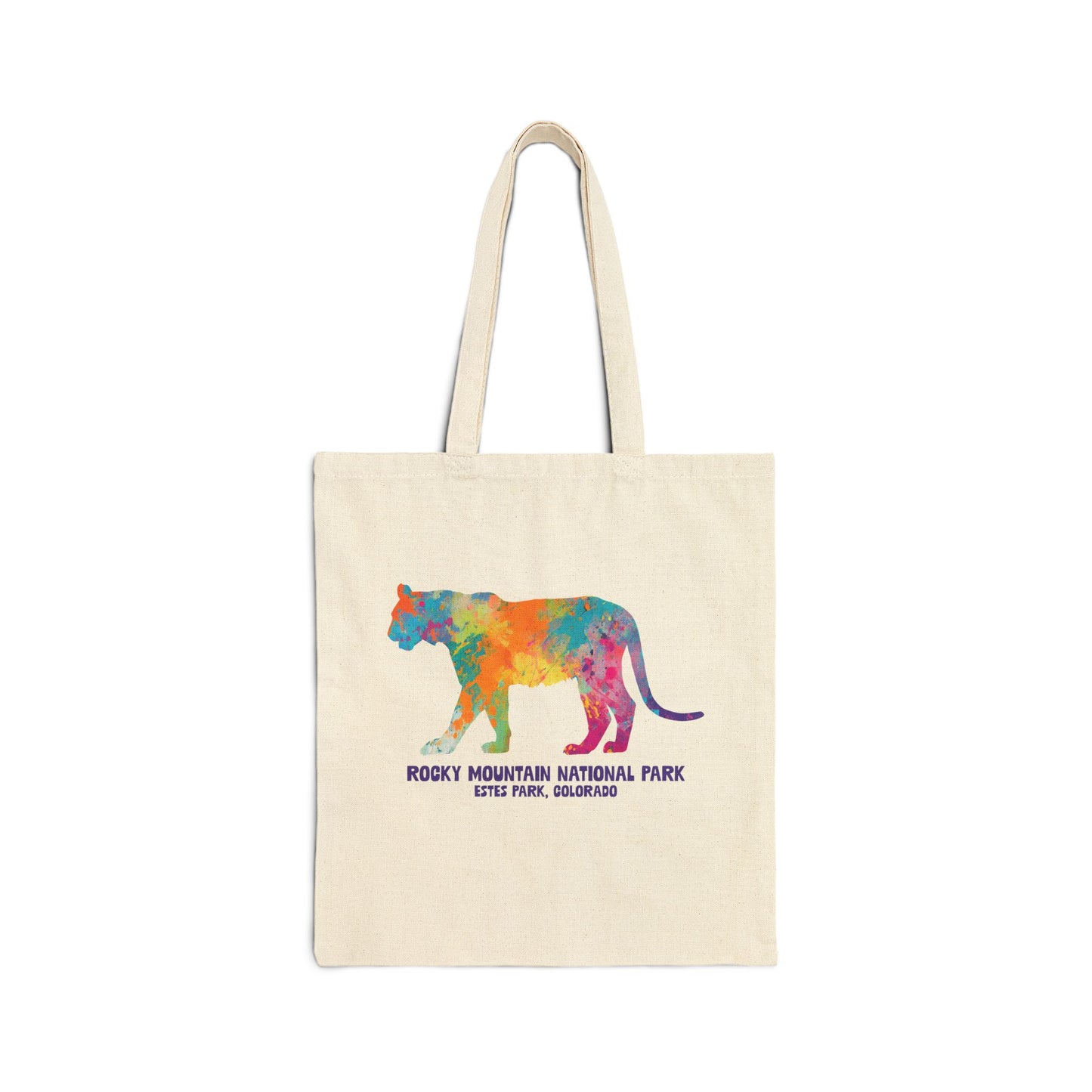 Splatter Art Mountain Lion | RMNP | Cotton Canvas Tote Bag