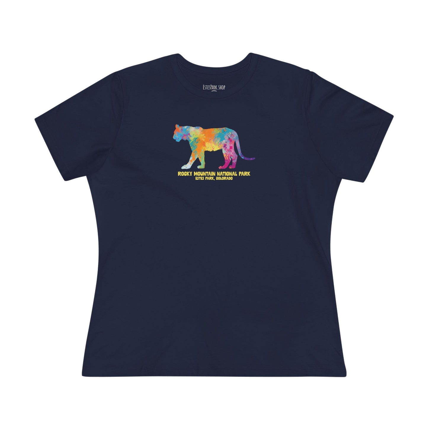 Splatter Art Mountain Lion | RMNP | Women's Cotton Tee