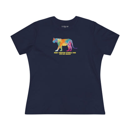 Splatter Art Mountain Lion | RMNP | Women's Cotton Tee
