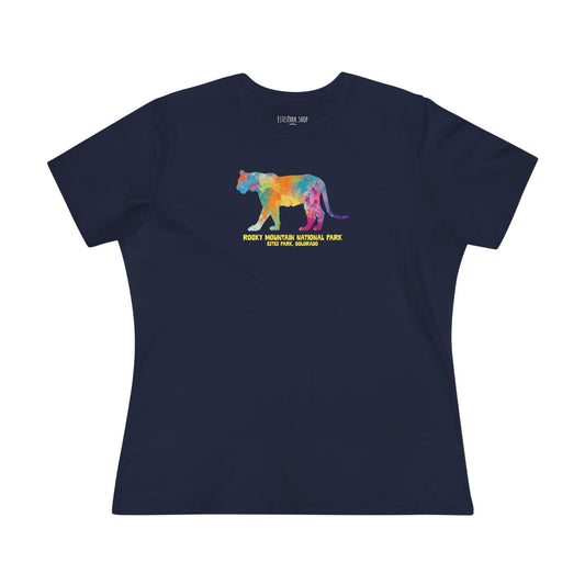 Splatter Art Mountain Lion | RMNP | Women's Cotton Tee
