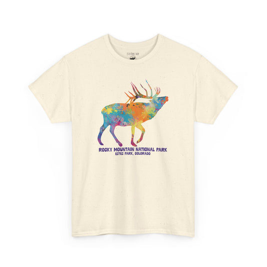 Splatter Art Elk | RMNP | Adult Cotton Tee