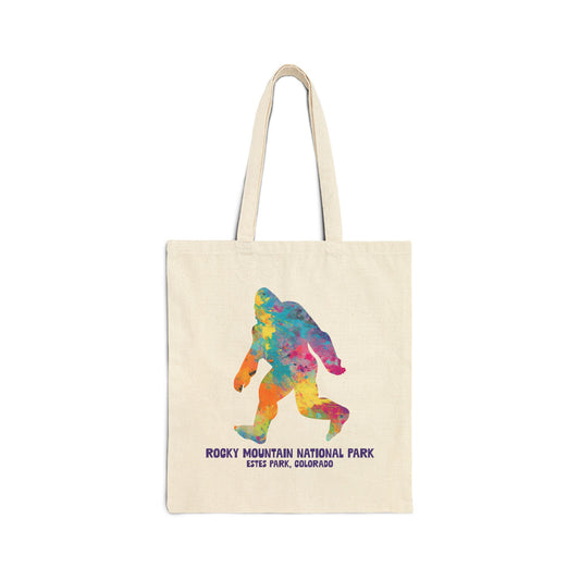 Splatter Art Bigfoot | RMNP | Cotton Canvas Tote Bag