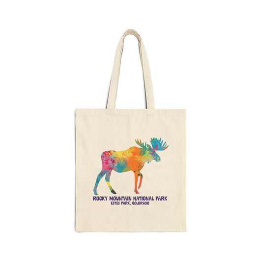 Splatter Art Moose | RMNP | Cotton Canvas Tote Bag