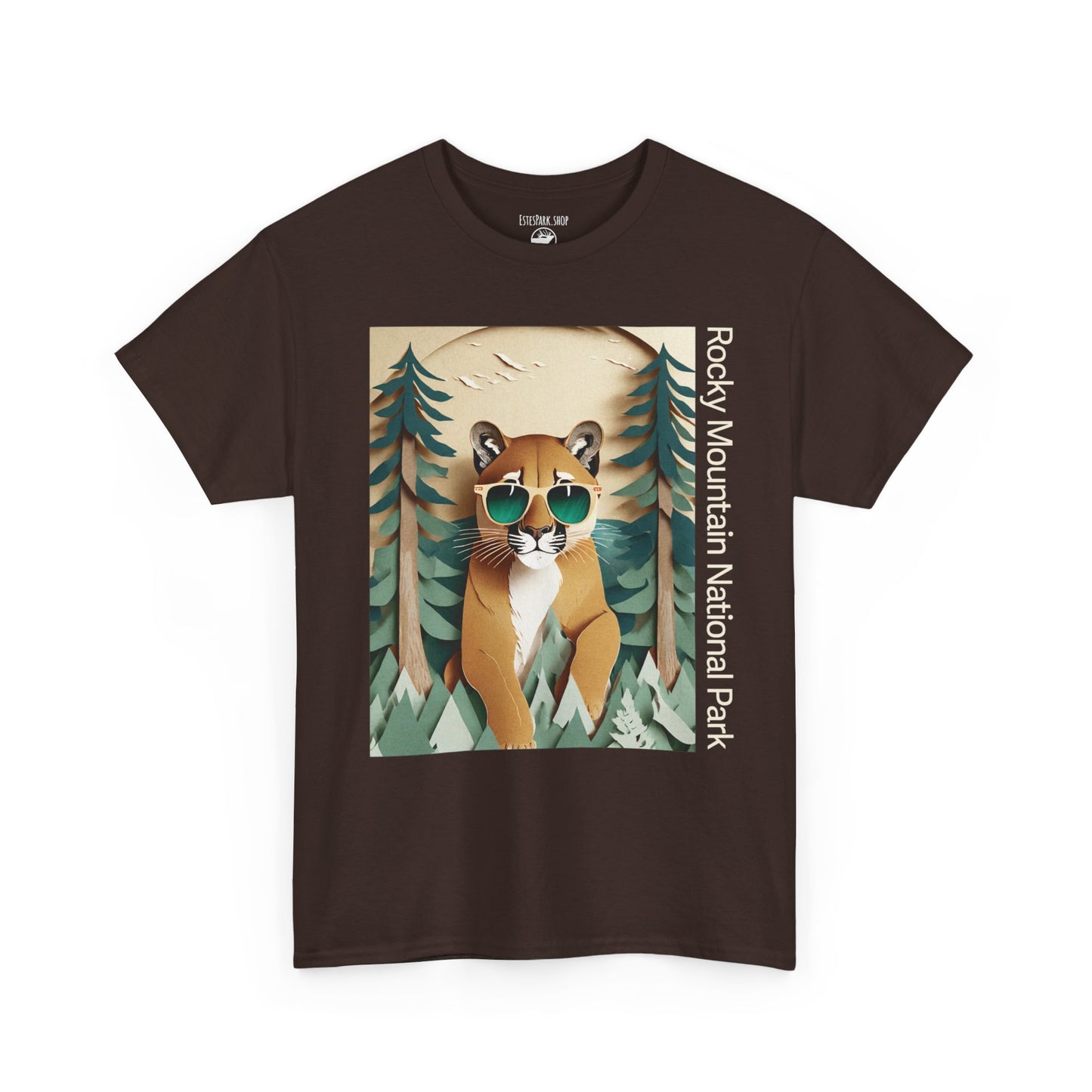 The Mighty Mountain Lion | Layered Paper | RMNP | Adult Cotton Tee