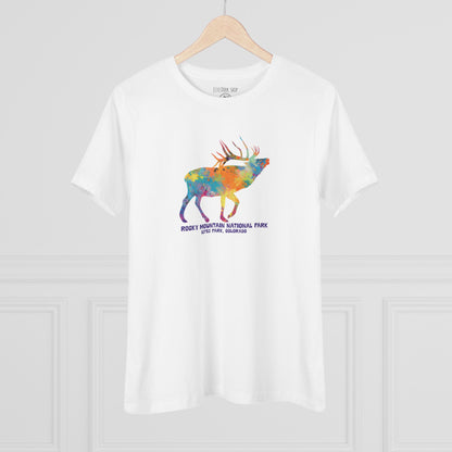 Splatter Art Elk| RMNP | Women's Cotton Tee