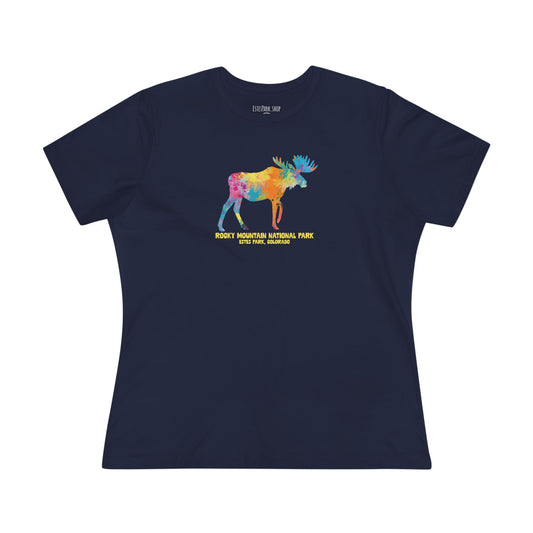 Splatter Art Moose | RMNP | Women's Cotton Tee