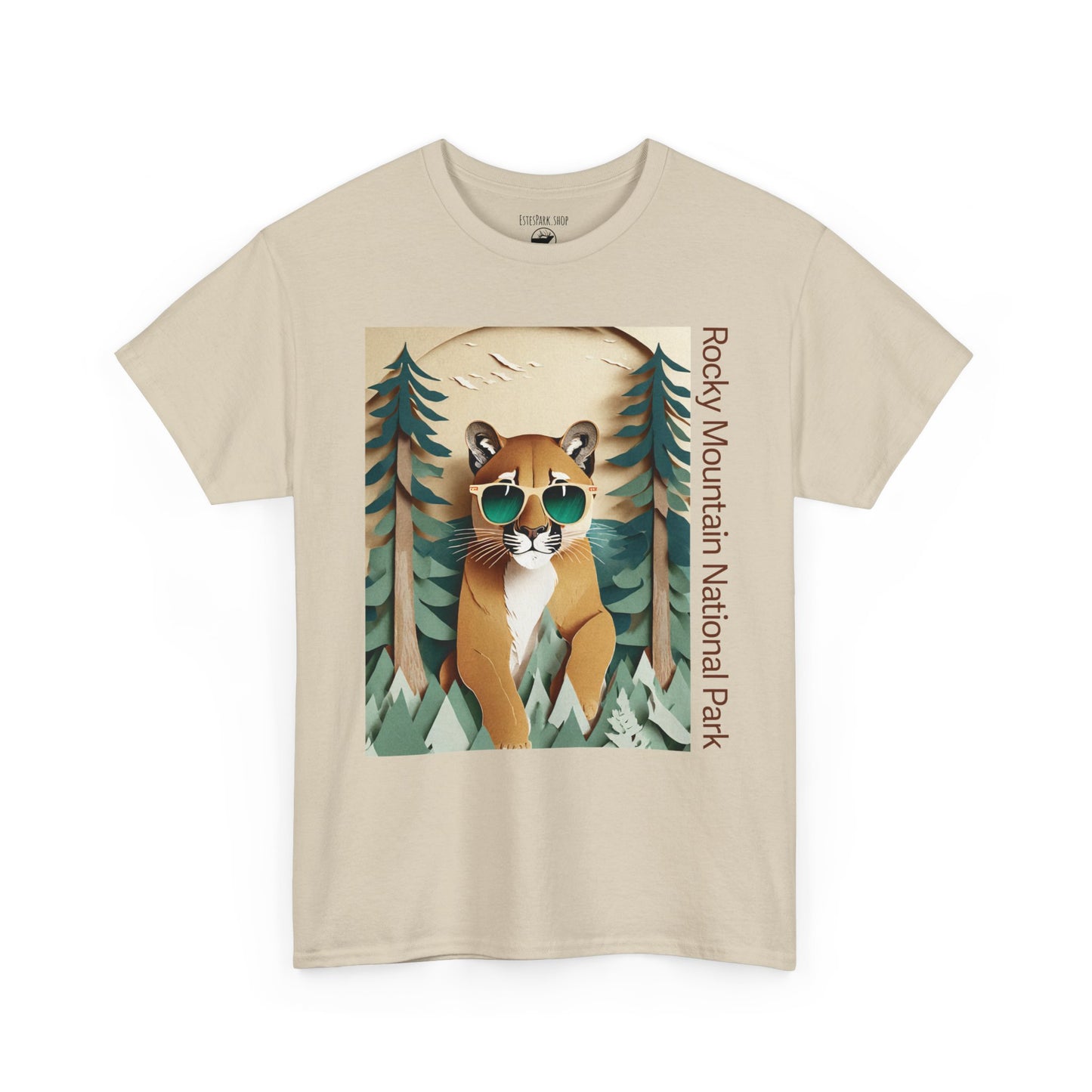 The Mighty Mountain Lion | Layered Paper | RMNP | Adult Cotton Tee